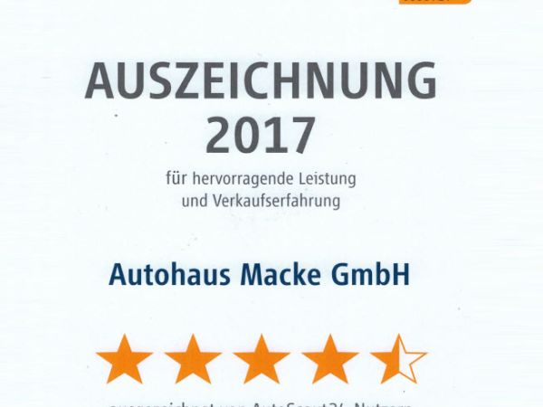 Autoscout24: Auszeichnung für beste Fahrzeughändler 2017